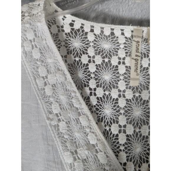 Grand and Green Tunic top XL Rayon/Nylon Bust 43" Len 28.5' Sleeves 3/4 19"Lace - Picture 4 of 13